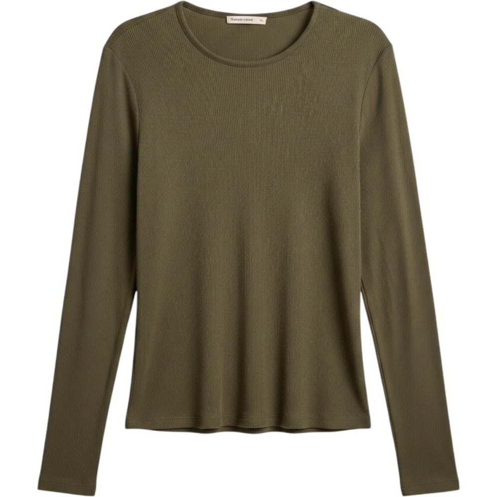 Marine Layer Lexi Womens XL Olive Ribbed Knit Long Sleeve Crew Neck Top‎ Earthy